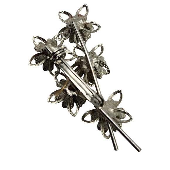 Vtg 1950s Light Blue Moonglow Flower Brooch Silver Tone Floral Pin Midcentury - Picture 6 of 6